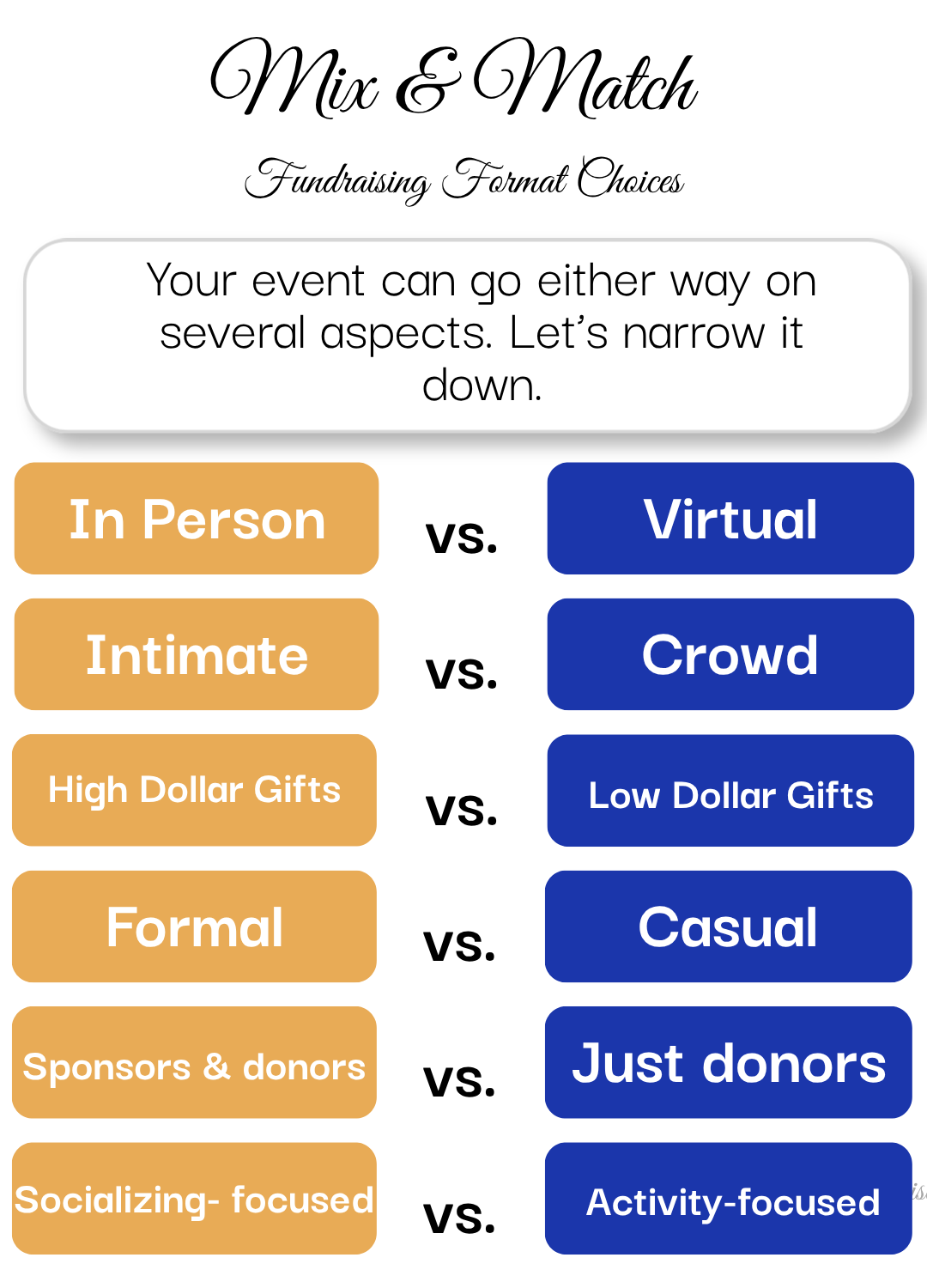 Fundraising event options